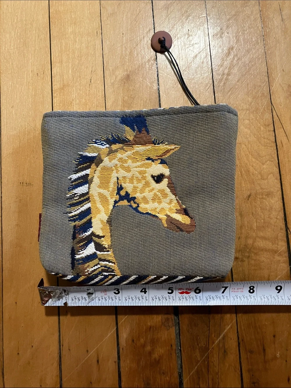 Iosis Giraffe Blue and Gray Embroidered Small Bag